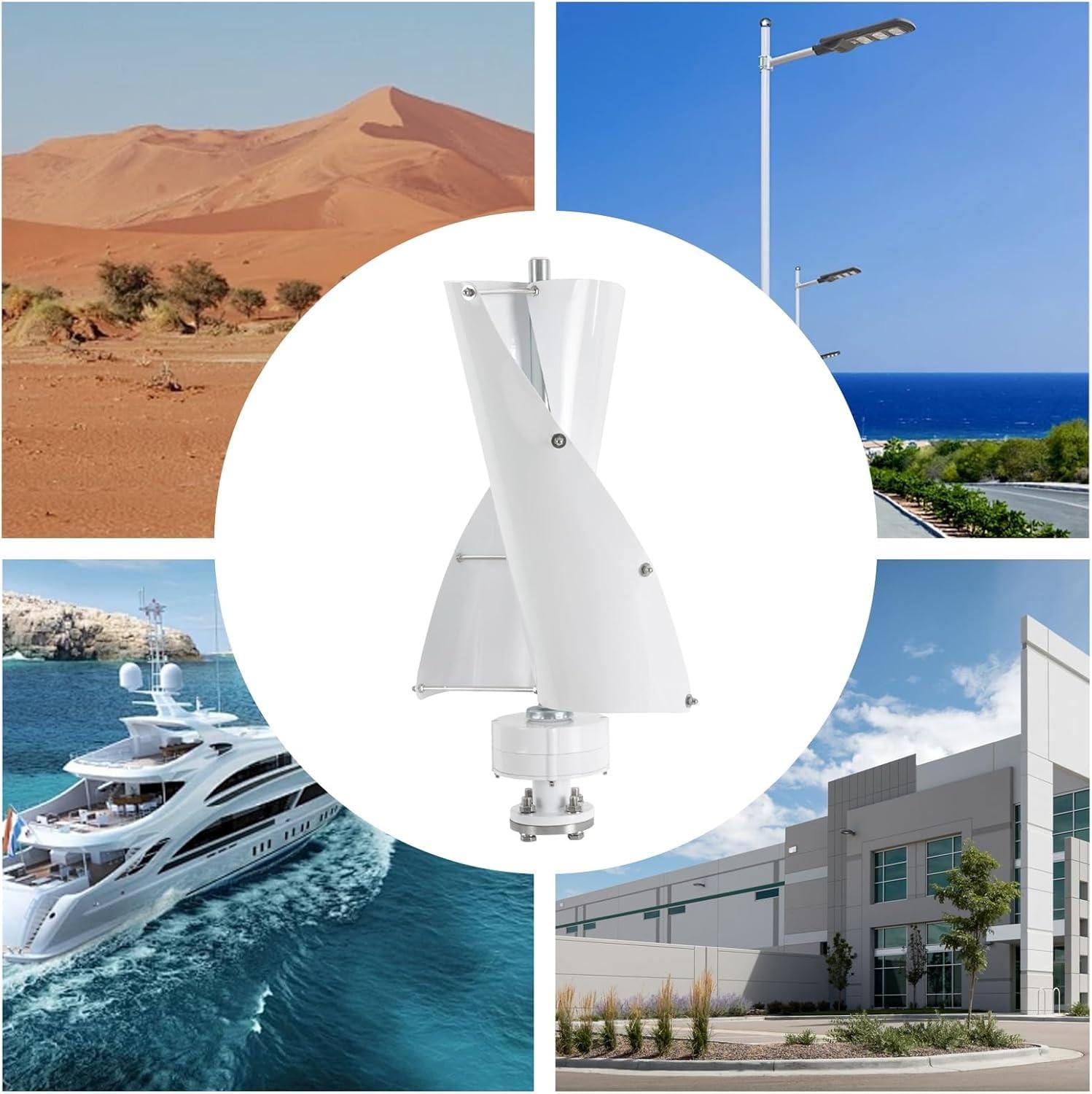 Helix - Kit generatore di turbina eolica verticale, 12 V/24 V, magnete permanente trifase AC, con controller PWM e 2 lame, energia rinnovabile ecologica per barche, cabine, camper, gazebo