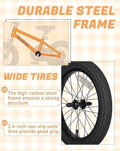 Miniatura 7 de BMX Style 12, 14, 16 pulgadas, ruedas de entrenamiento para niños, bicicleta de 20 pulgadas con soporte para niños y niñas de 2 a 14 años, posavasos