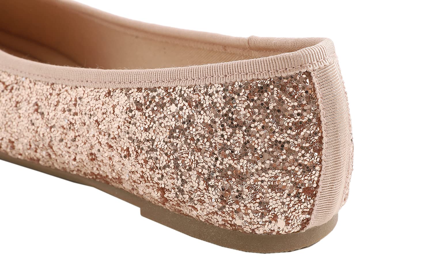 Feversole Women's Memory Foam Cushion Glitter Ballet Flat,Mémoire Coussin en Mousse de Femmes Ballerine de Tige Brillante Plat