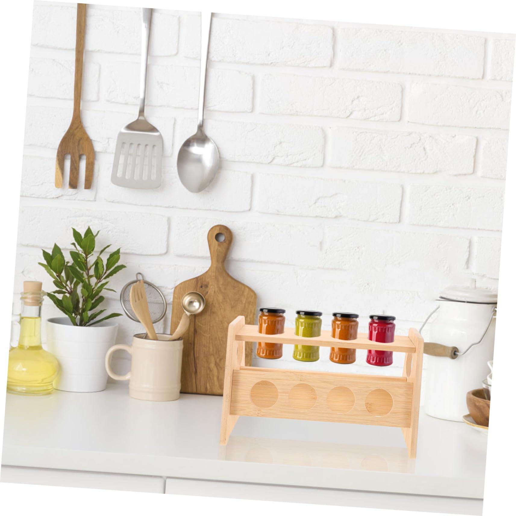 STOBAZA Gewürzregal aus Holz für Gewürzgläser Aufbewahrungsregal für Küche Schreibtisch Schlafzimmer und Badezimmer Organizer für Kleine Gegenstände