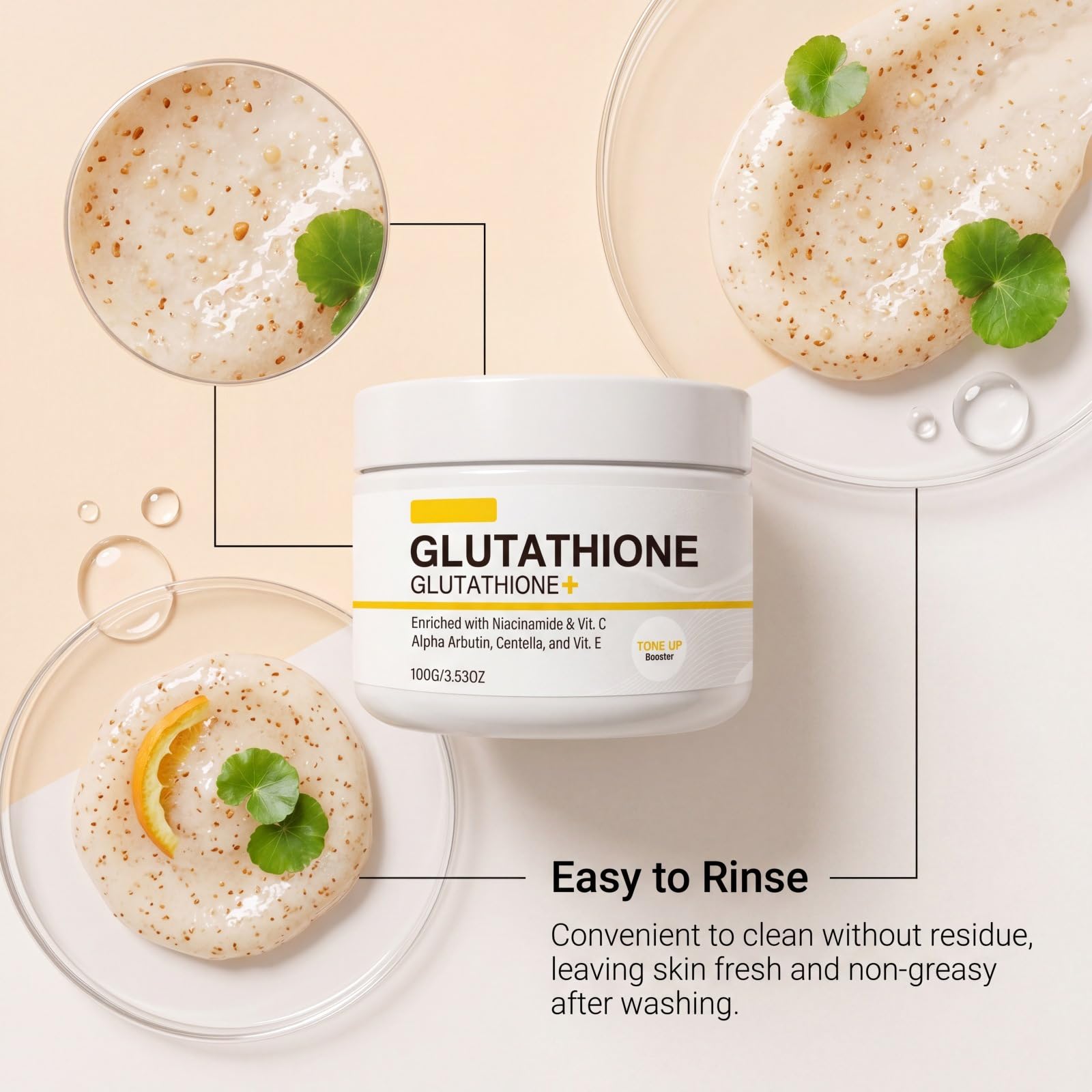Skinflair - Scrub per il corpo al glutthione, esfoliante per il corpo, esfoliante, esfoliante e idratante, per la cura della pelle del corpo, esfoliante e idratante, aspetto radiante, 8 pezzi