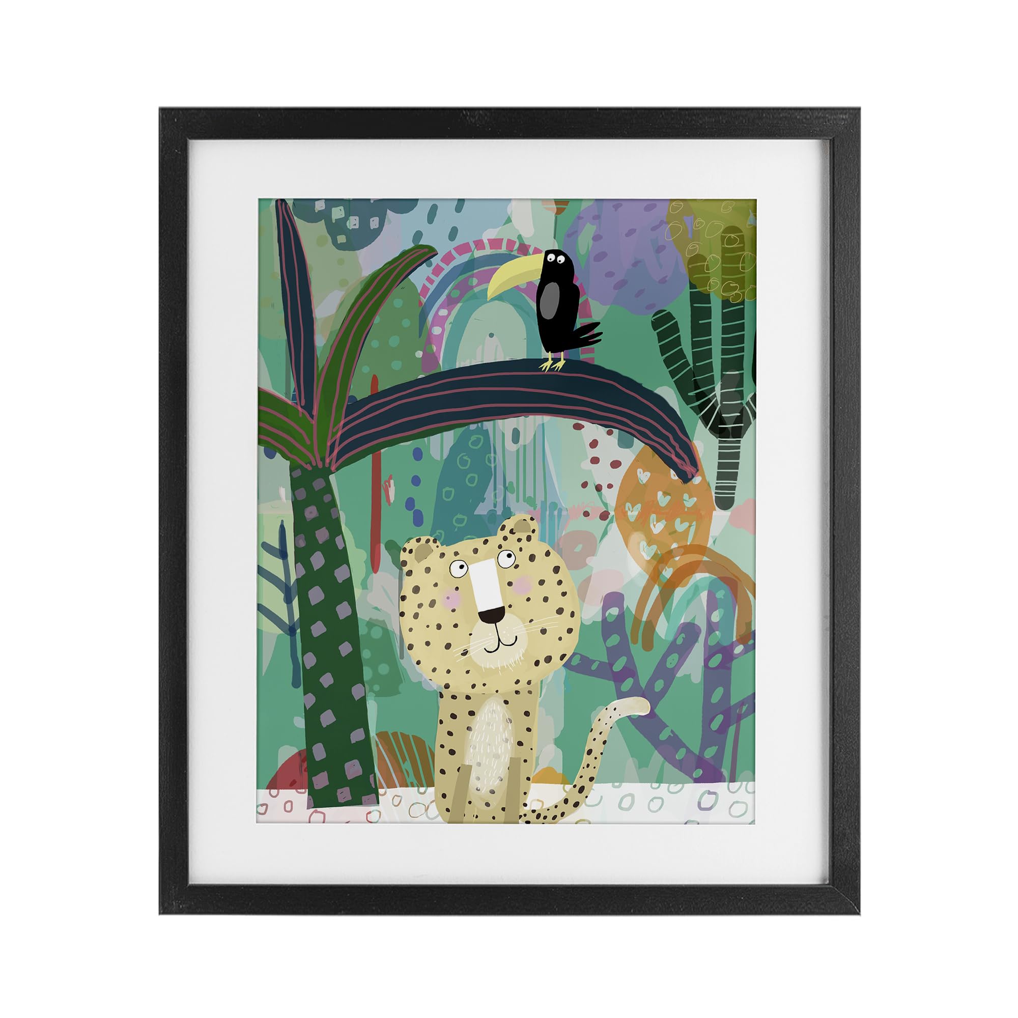Cadre déco jungle guépard et toucan noir Stupell Industries 53 cm