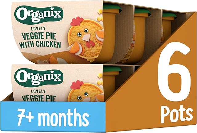 Organix Lovely Veggie Pie With Chicken 130g Organic Baby Food, 7 Months+, 130g (Pack of 6)