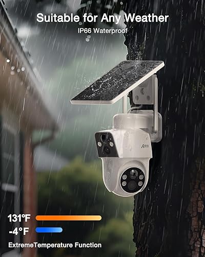 Miniatura 6 de ANRAN Cámara de seguridad solar de doble lente, cámara inalámbrica de 3MP para exteriores para seguridad del hogar, 100% sin cables con panel solar