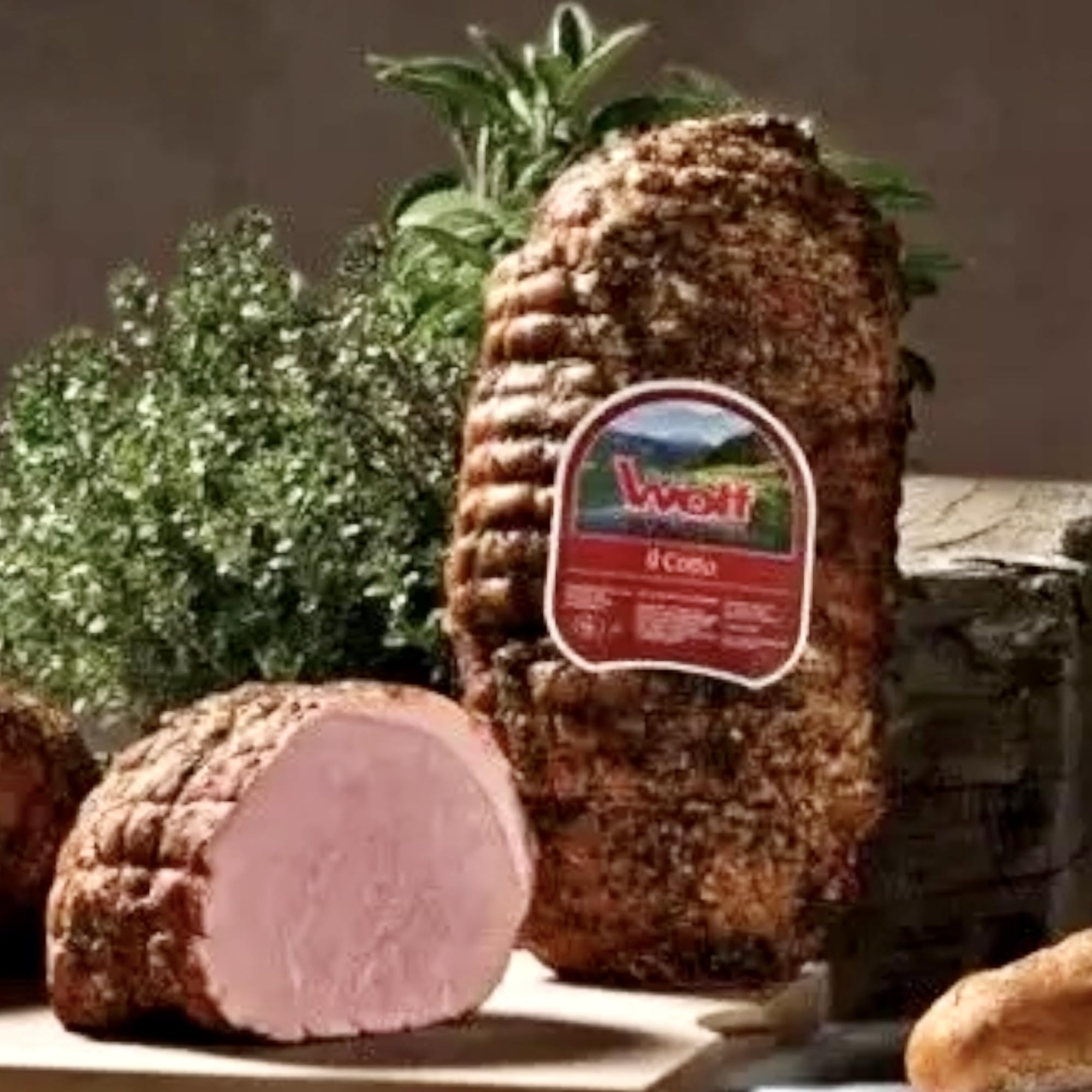 800gr Berg Prosciutto Cotto -100% italienische Spezialität- gekochter Schinken mit Kräutern, kalt geräuchert