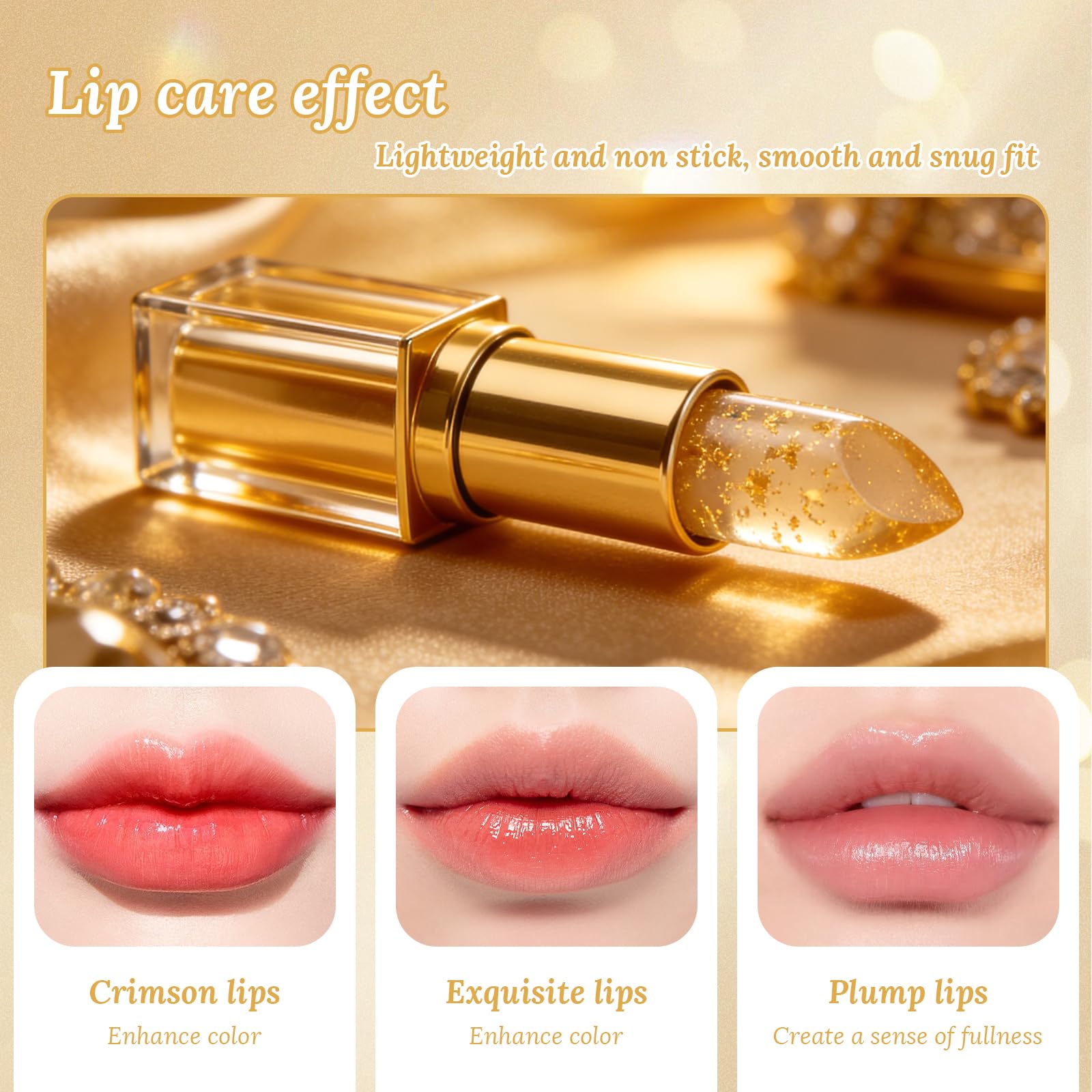 Coellyo Truetone PH Adjusting Lipstick, Colour Changing PH Lipstick Clear To Pink with Gold Foil, Moisturizing Long Lasting Lip Balm for Mature Women (2pcs) — view 3