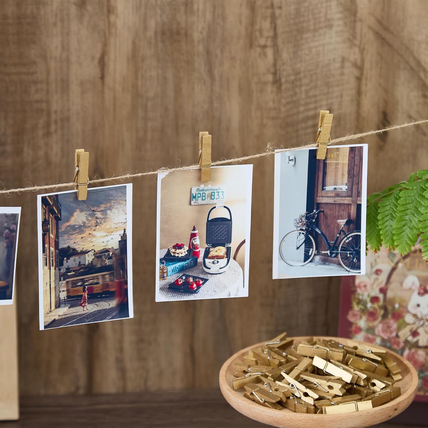 1.4" Gold Wooden Clothespins for Photos Crafts- 50 Pack