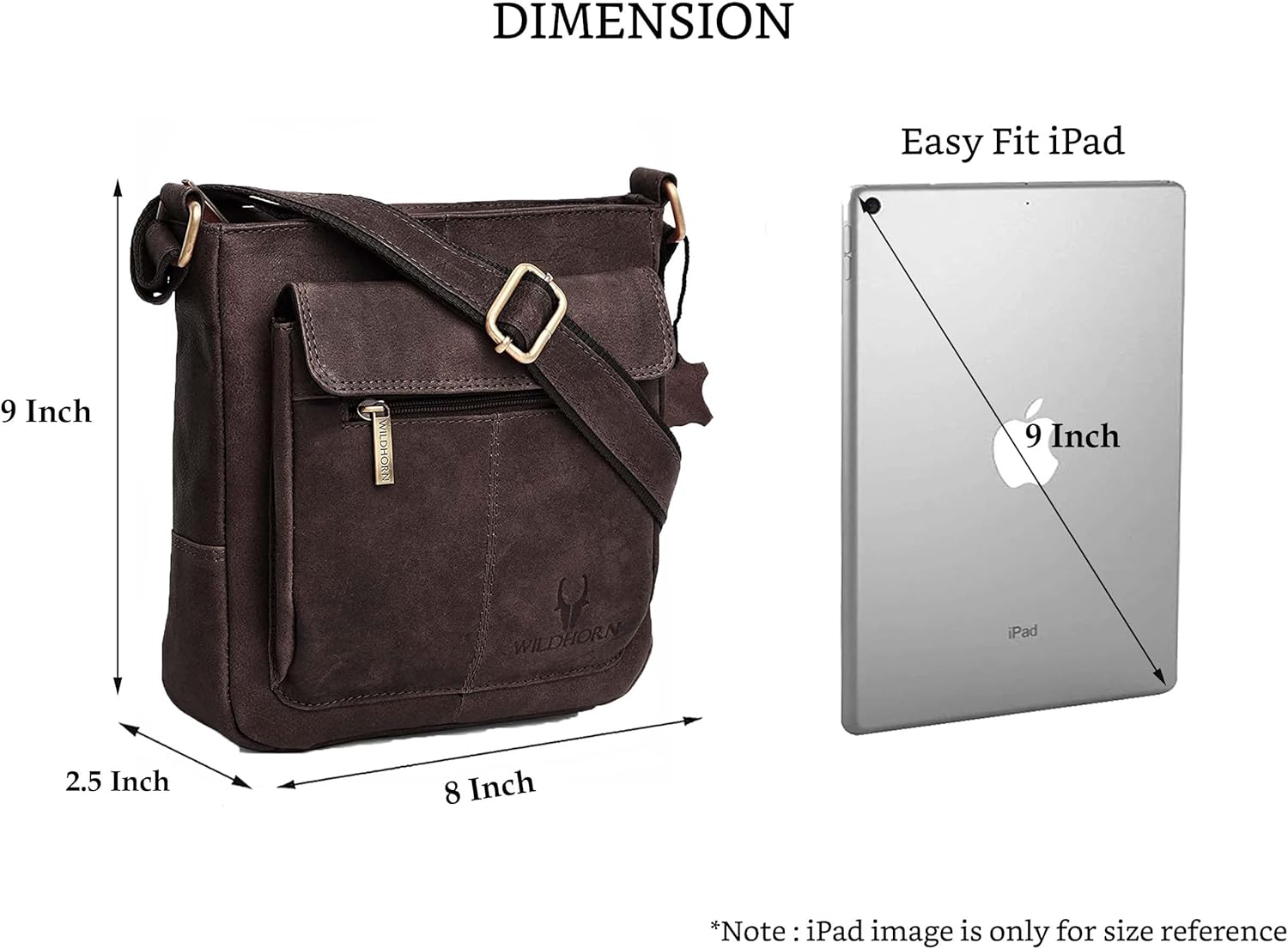 WildHorn Genuine Leather Sling Bag for Men | Durable, Portable & Stylish | Zipper Closure | Front Zip Pocket | 1-Year Warranty, Distressed Brown, L-8 inch W-3 inch H-9 inch, Contemporary