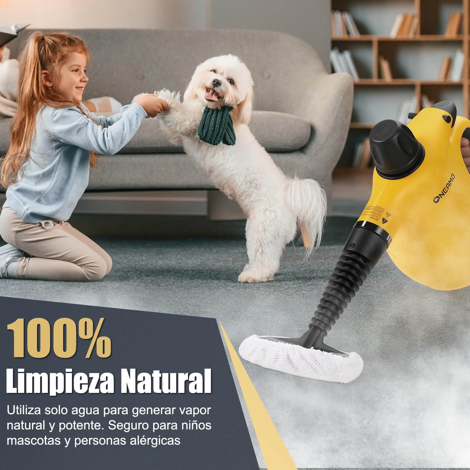 Limpiador a Vapor Portátil,Limpiador de Tapicerias con10 Accesorios,Limpiador a Vapor con Bloqueo de Seguridad&450ml Calentamiento Rápido 3-5 Minutos para Casa Coche, Accesorios Steam Cleaner