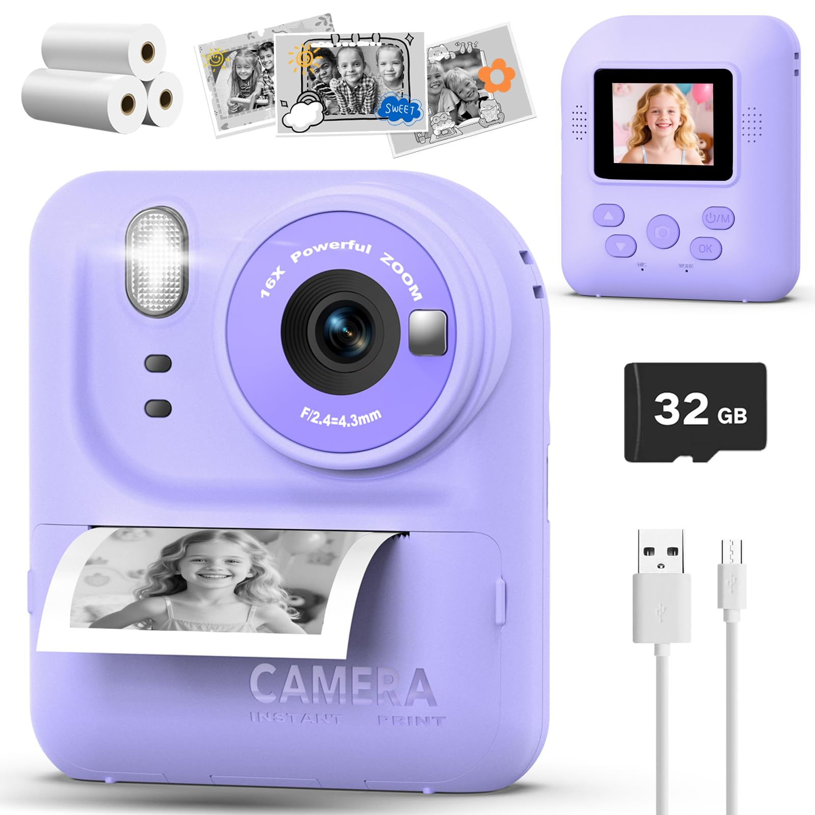 Teslahero Kids Camera Instant Print Photo
