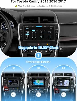 Dasaita 8GB+256GB Car Radio for Toyota Camry 2015 2016 2017 | 10.33 QLED Screen, Android 13 Head Unit Stereo with Wireless CarPlay Android Auto, Plug & Play GPS Navigation, Voice Control