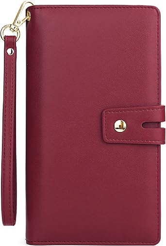 Uromee Wallet Women Vegan LeatherLarge Ladies Card Wristlet Purse Clutch Detachable Checkbook Holder