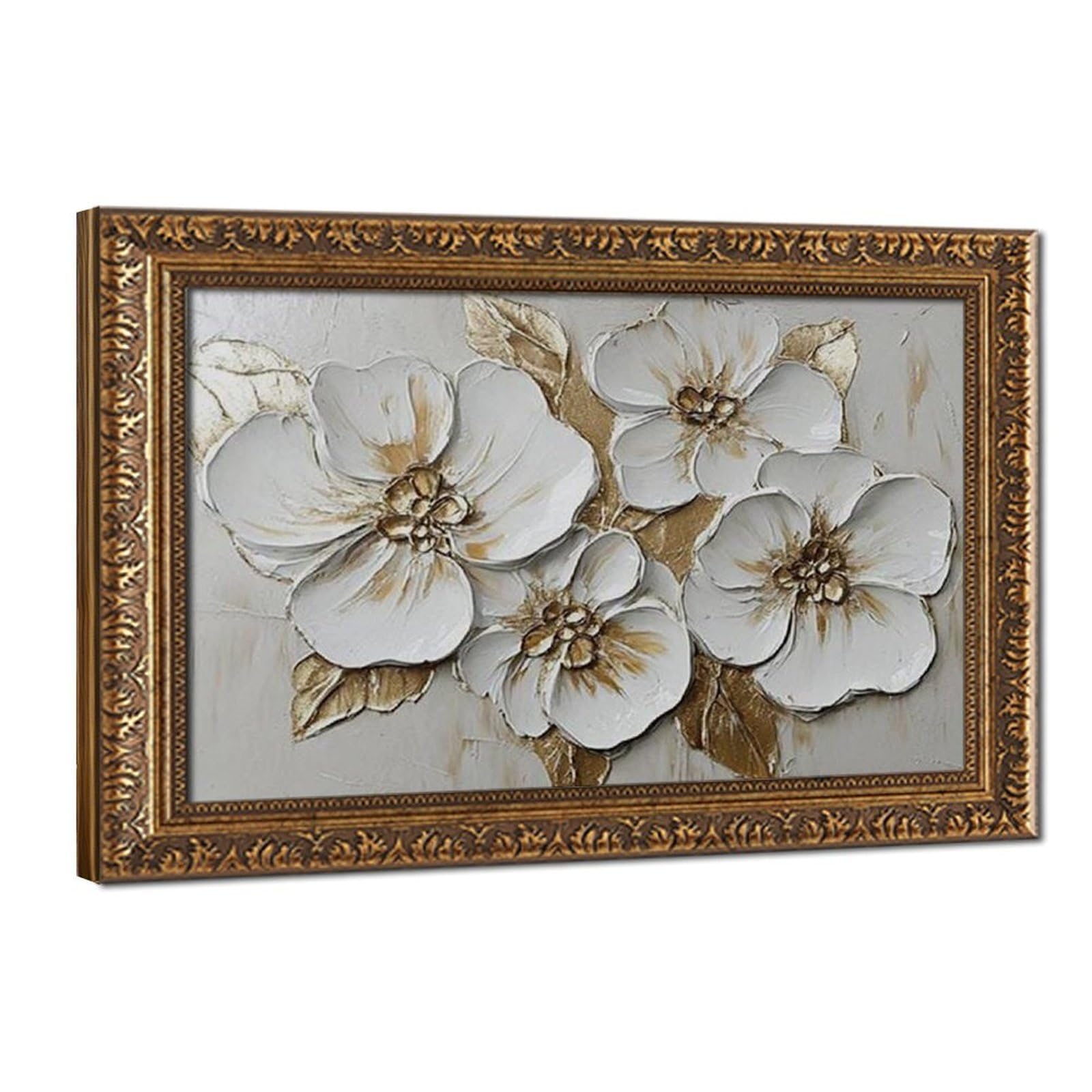 Bareronor Beige Large Floral Decor Abstract Flowers Canvas Poster Bedroom Decor Landscape Office Room Decor Gift 20" L X 30" W