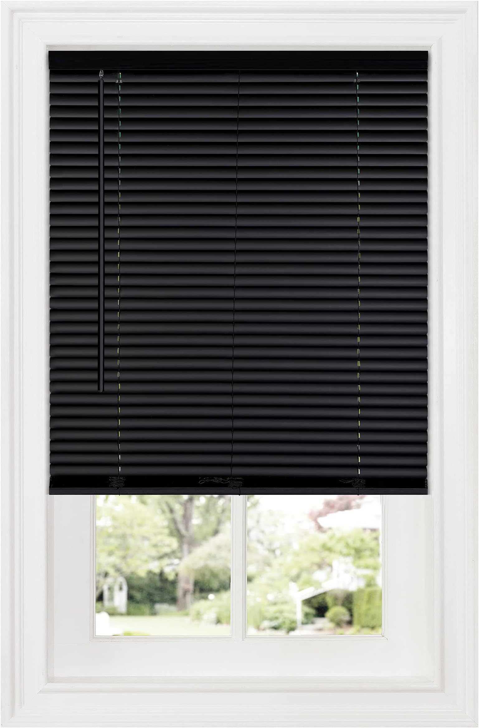 Cordless Room Darkening Mini Blind - 39 Inch Length, 64 Inch Height, 1" Slat Size - Black - Cordless GII Deluxe Sundown Horizontal Windows Blinds for Interior by Achim Home Decor