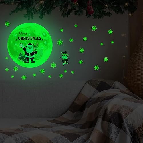Miniatura 6 de Calcomanías de pared de Halloween que brillan en la oscuridad, calcomanías luminosas de murciélago de luna, calcomanías de pared de Halloween, lindo