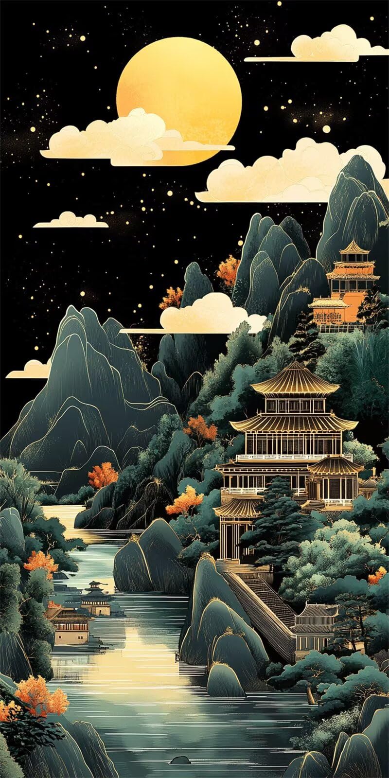 Amazon.co.jp: DIY Paint by Numbers 星空数字油絵山簡単大人初心者