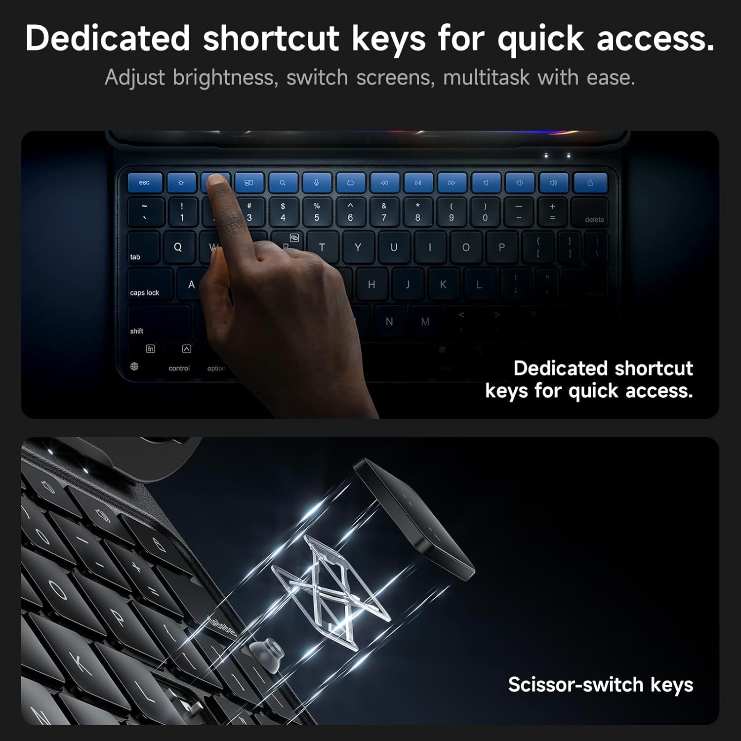 HOU Keyboard Case for iPad Air 11 inch (M3/M2) & iPad Air 5th/4th Gen & iPad Pro 11 inch (2025 M5/M4 2024/4th/3rd/2nd/1st Generation) Lightweight and Portable,Space Leather,Independent Shortcut Keys - Image 8