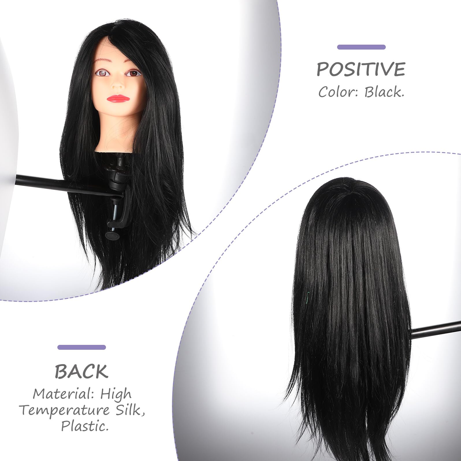 Ipetboom Tête de Mannequin pour Coiffure Matériel Entraînement pour Cheveux Support de Coiffure pour Tresses et Boucles
