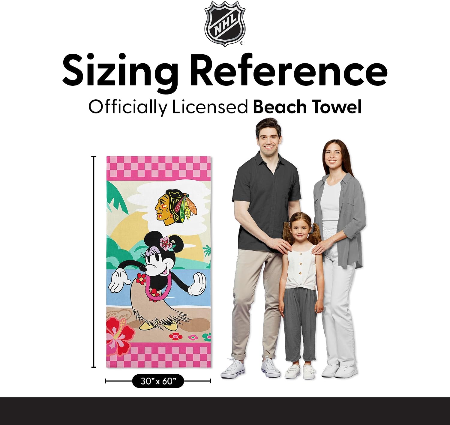 Northwest NHL Disney Microfiber Beach Towel, Lightweight Quick Dry Absorbent Bath Pool Swim Travel Gear, 30 x 60 Inches