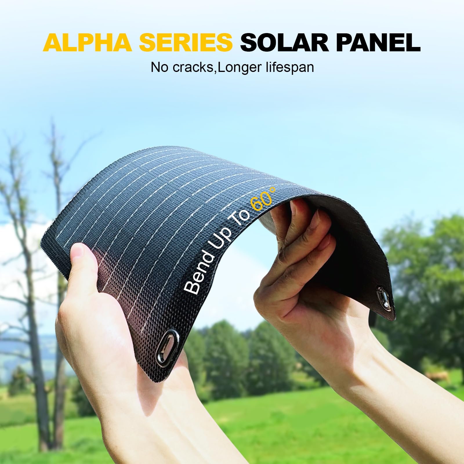 Bifaziales tragbares Solarpanel, 100 W, biegungsfest, faltbar, 100 Watt, 22 V, monokristallines Solar-Ladegerät für Kraftstation, IP67 wasserdicht für Outdoor, Camping, Van, Wohnmobil-Ausflug