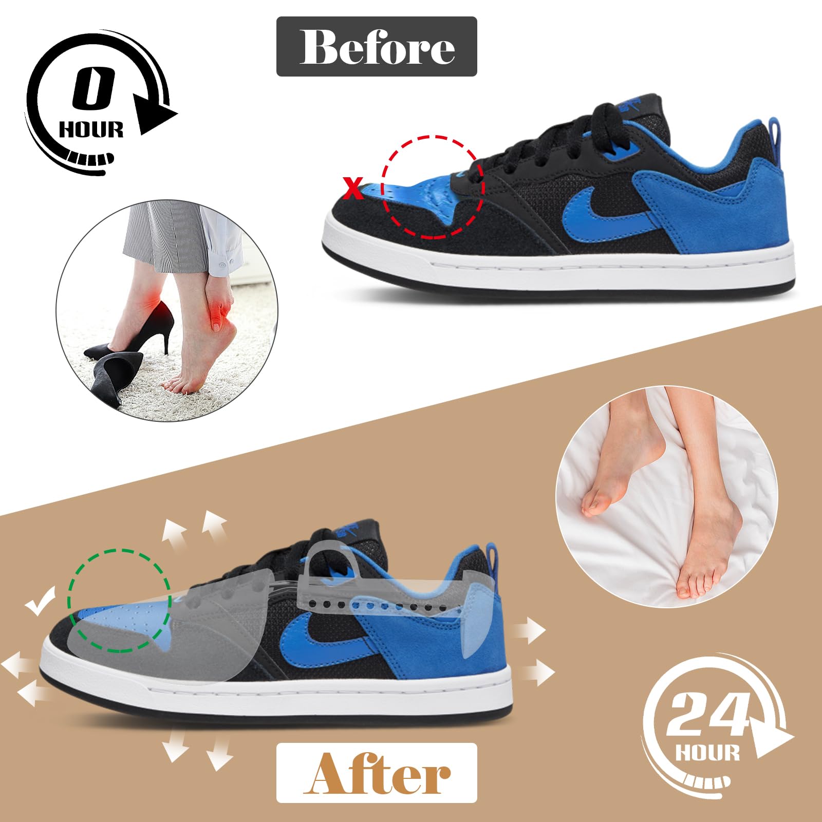 Árbol de zapatos para hombre, estirador de zapatos, longitud ajustable, soporte en forma de zapato, Blanco 4 pares, for Men's Shoes Size 5.5-11