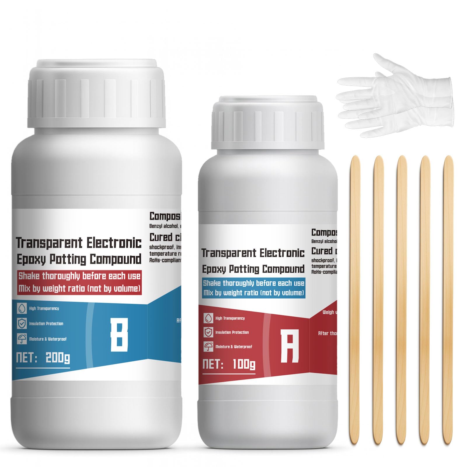 1DFAUL 300g Potting Compound for Electronics, Conformal Coating Clear Quick Dry, High and Low Temperature Resistance, Protects Transformers, Circuit Board from Moisture, Dust & Vibration (Clear)