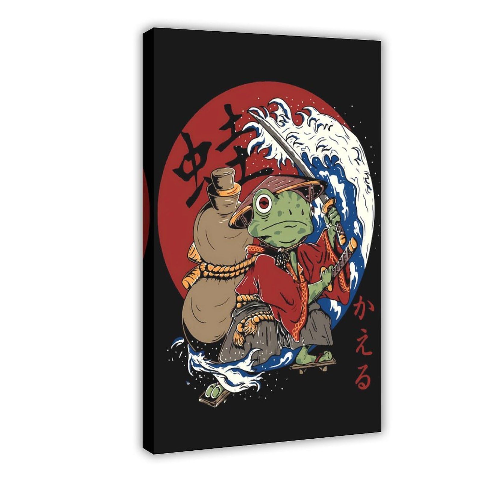 Qnvjqkdsi Frame Samurai Frogs Japan Canvas Poster Bedroom Decor Landscape Office Room Decor Gift 12" L X 18" W