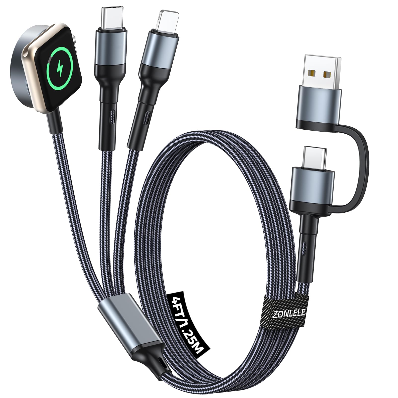 Travel Essentials for Apple Watch Charger Multi Charging Cable Upgraded for iPhone 17 iWatch Charger USB C Cord