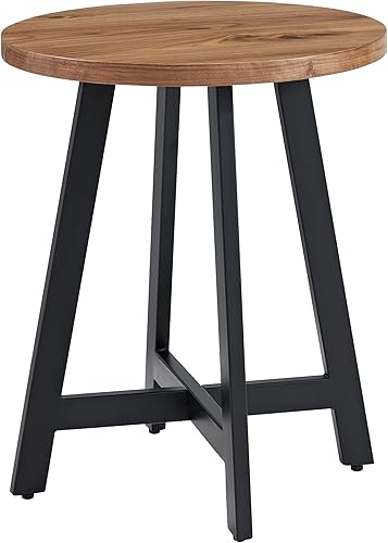 Miniatura 7 de Lavish Home Mesa auxiliar redonda industrial con parte superior de MDF y marco de metal para sala de estar, dormitorio, pasillo o dormitorio, 18