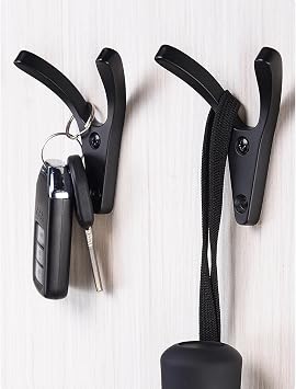 Coat Rack Hook 5 Pack Home Storage Wall Mount Hooks Metal Hooks Heavy Duty Coat Hooks Entryway Coat Hooks Towel Hooks (Black) Coat Hooks