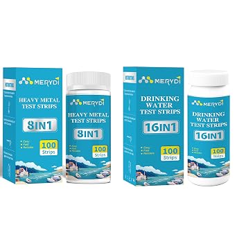 24 in 1 Water Test Kit for Drinking Water, 8 Way Heavy Metals Test Strips and 16 in 1 Drinking Water Test Kit for Home Well Tap Water Chemicals Testing