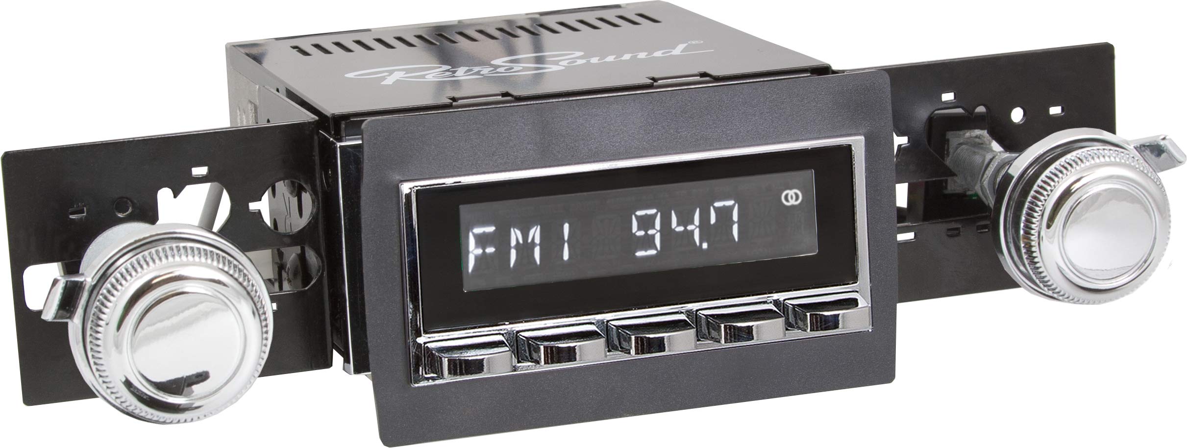 Retro Manufacturing Laguna Radio with Chrome Face, 03P-73P Knobs, and Vintage Overlay LAC-M1-250-03P-73P-SCP