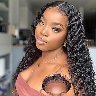 Glueless Wigs Human Hair Pre Plucked Pre Cut 5x5 Hd Lace Closure Deep Wave Curly Lace Front Wigs for Black Women Wear and Go (20 Inch)