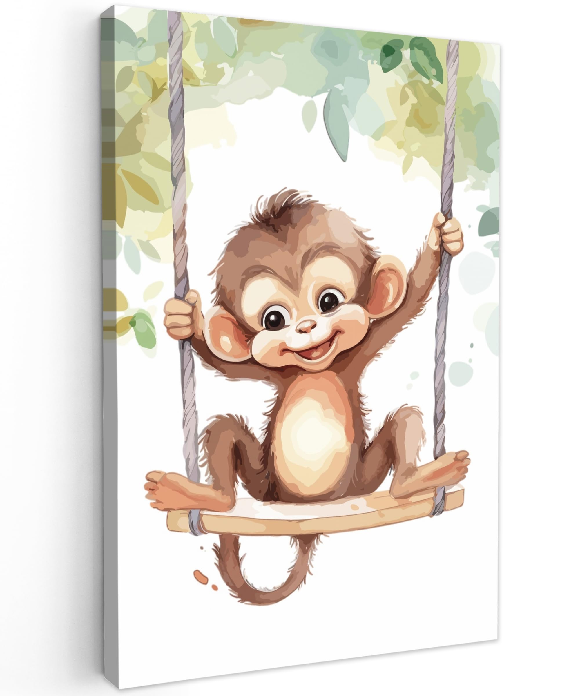 MuchoWow© Canvas Wall Art 16"x24" / 40x60 cm Decor Prints for Living Room Decorative Canvases Hall Artwork Monkey - Animal - Children - Jungle - Nursery - Baby room