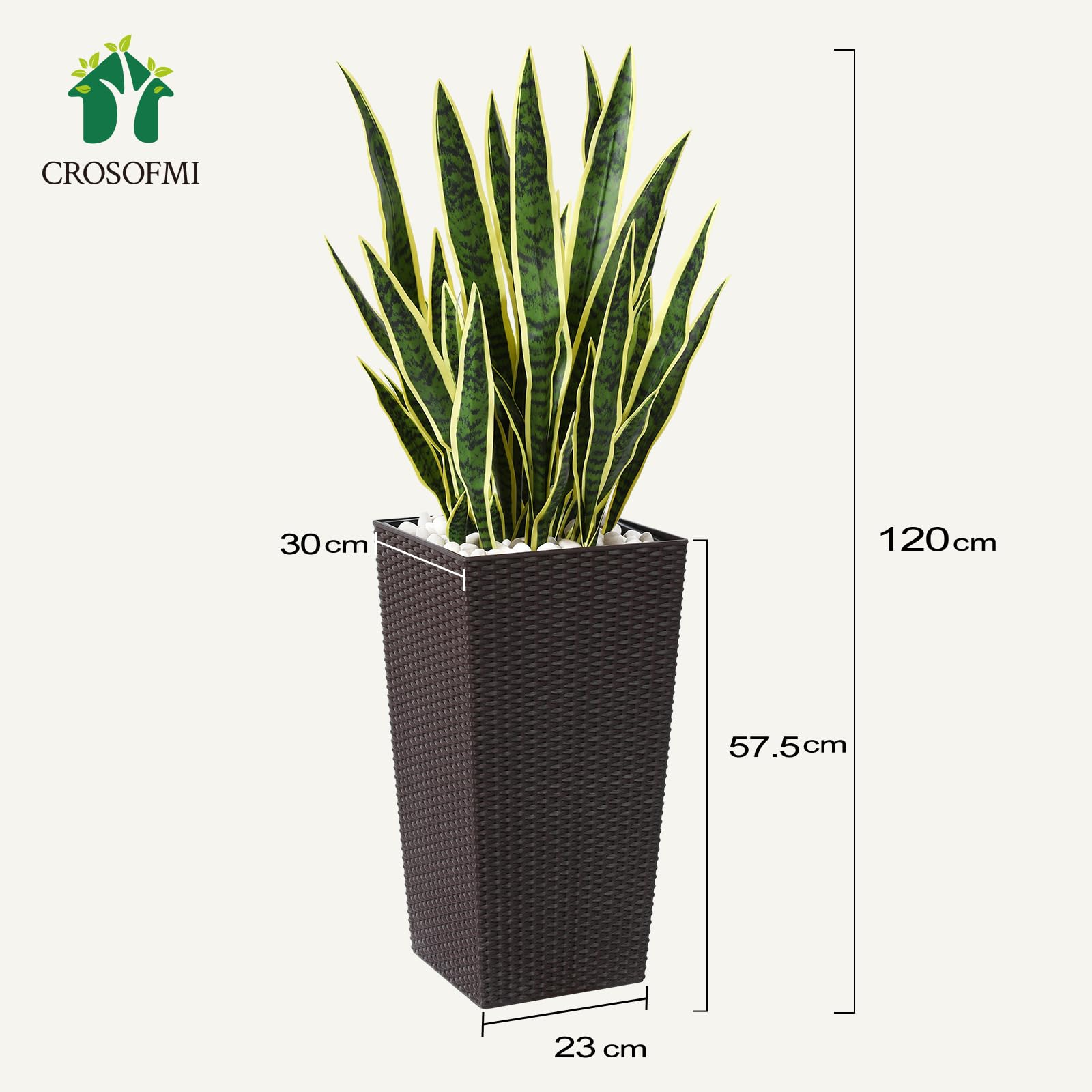 Amazon.de: CROSOFMI Sansevieria Knstlich Gro 120 cm Knstliche Pflanzen  bogenhanf mit Pflanzentopf aus Kunststoff Kunstpflanzen wie Echt fr Balkon  Wohnzimmer Outdoor Deko (Braun)