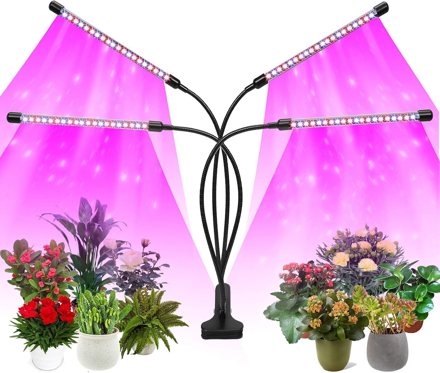 Pflanzenlampe Led Vollspektrum,Pflanzenlicht Zimmerpflanzen,Wachstumslampe Pflanzen,360 ° verstellbare Pflanzenlicht,4 Köpfe Wachstumslampe für Sämlinge und Sukkulenten