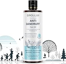 Singular Anti Dandruff Hair Oil for Men & Women - Pure & Natural Cold Pressed Hair oil for Dandruff and Hairfall for Scalp Microbiome Balance with Tea Tree, Peppermint & More Hair Oil - 200 ml