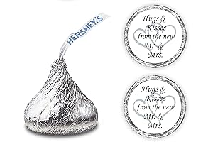 324 Silver Hugs and Kisses Wedding Stickers & Chocolate Drops Labels