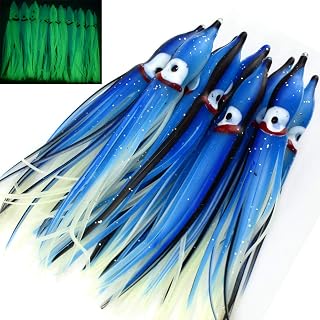Soft Plastic Luminous Octopus Lures Squid Skirt Lures Trolling Saltwater Bait 20pcs 4.75 in 12cm