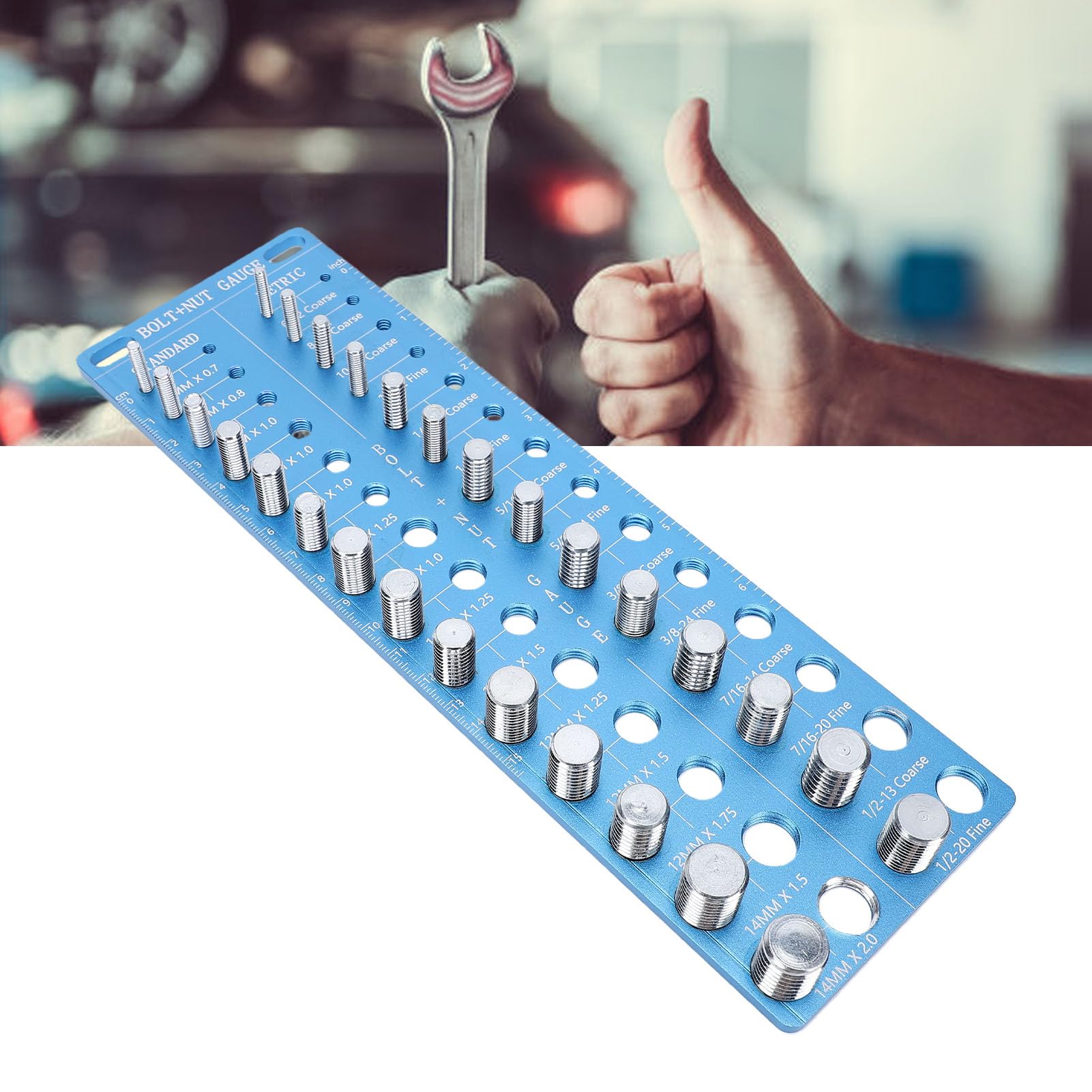 Zerodis Identificador de Paso de Rosca de 28 Piezas, Herramienta de Verificación de Tamaño de Perno con 28 Tamaños Métricos Estándar Precisos, Construcción de Aleación de Aluminio