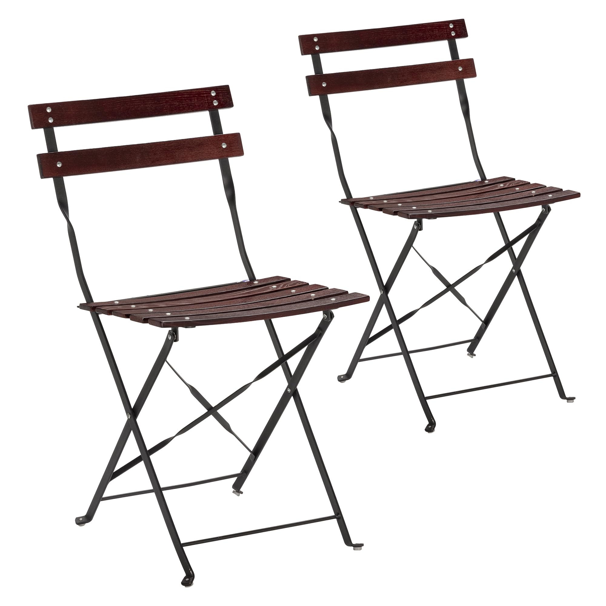 HOMN LIVING Pack 2 sillas de Jardín Plegables Agata de Madera y Metal en Negro