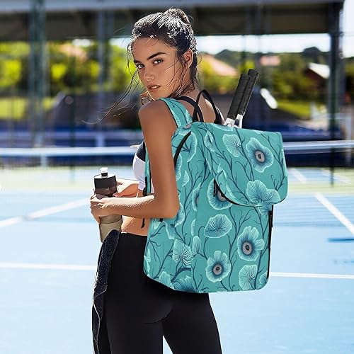 Miniatura 7 de Bolsa deportiva de tenis para mujer, bonita y resistente con diseño de dibujos animados, diseño de anémona, color verde azulado, para tenis,