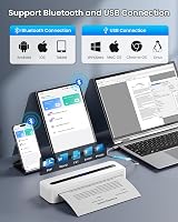 Omezizy A4 Hordozható Termális Nyomtató Bluetooth 300DPI Fehér 3