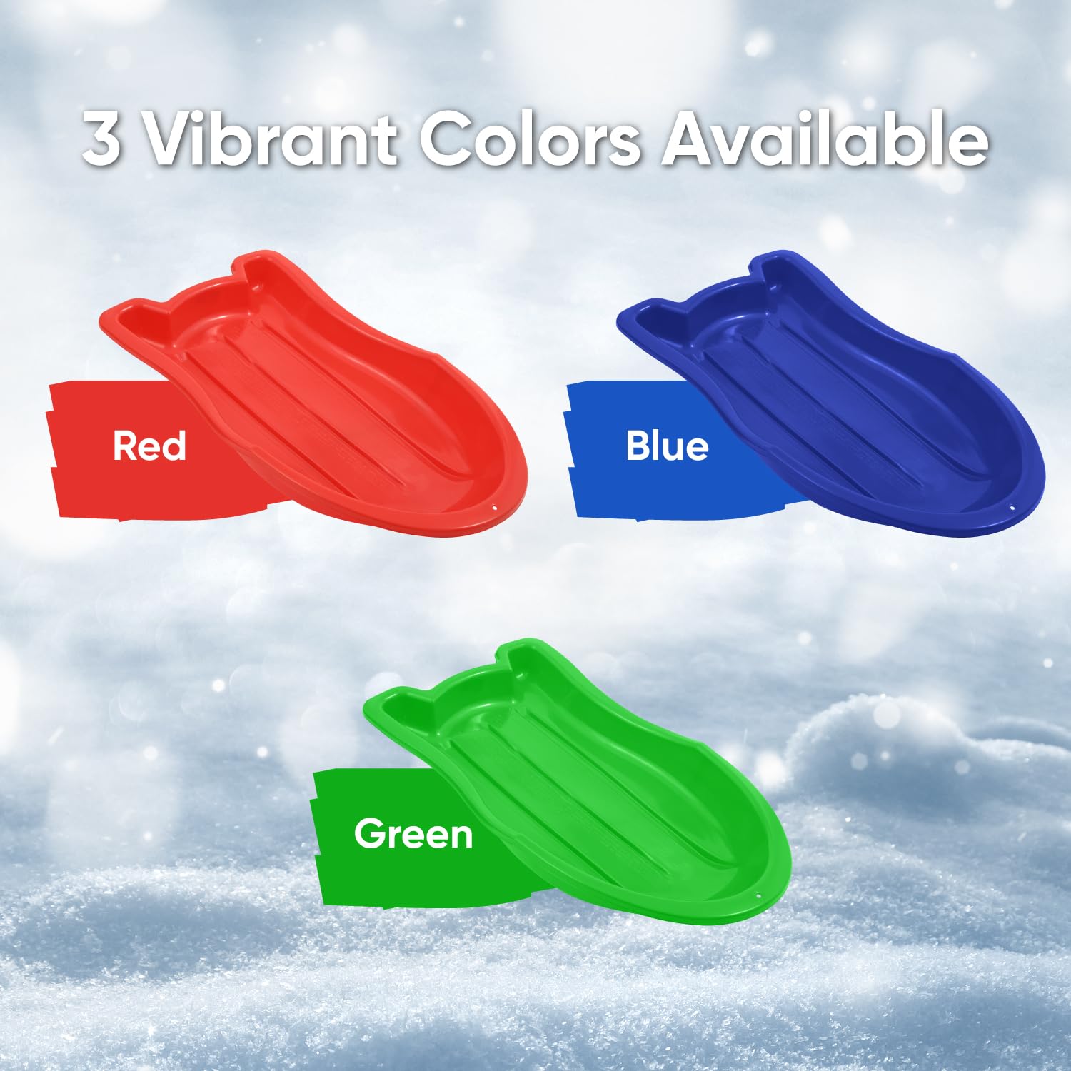 Superio Toboggan Lot de 6 traîneaux à Neige en Plastique de 94 cm pour Enfants et Adultes avec Cordes de Traction et poignées (Rouge)