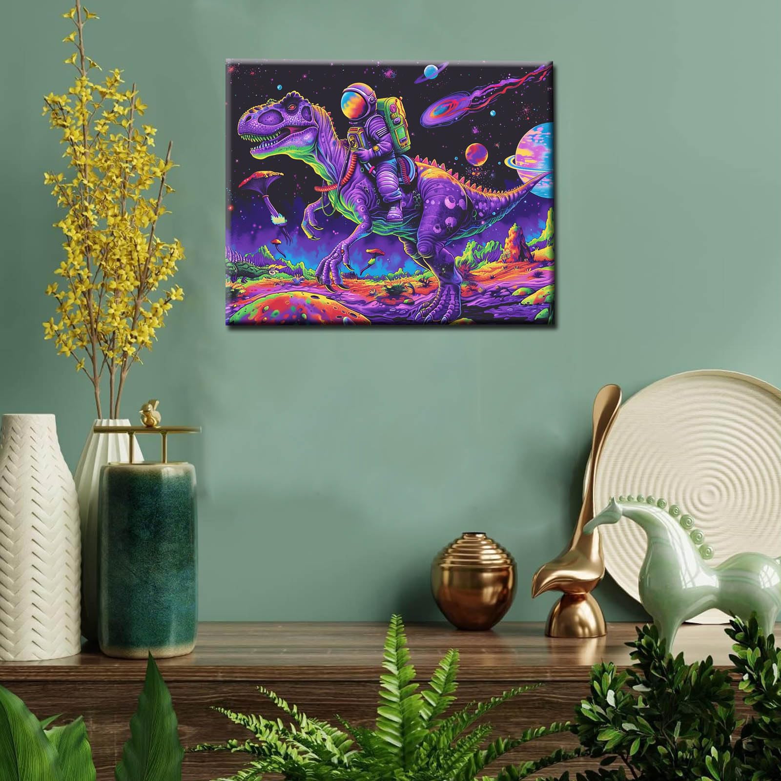 Purple Dinosaur Paint By Number Kit For Adults – Outer Space Astronaut Canvas, 16x20 Inch, Acrylic Paint Set - View #8
