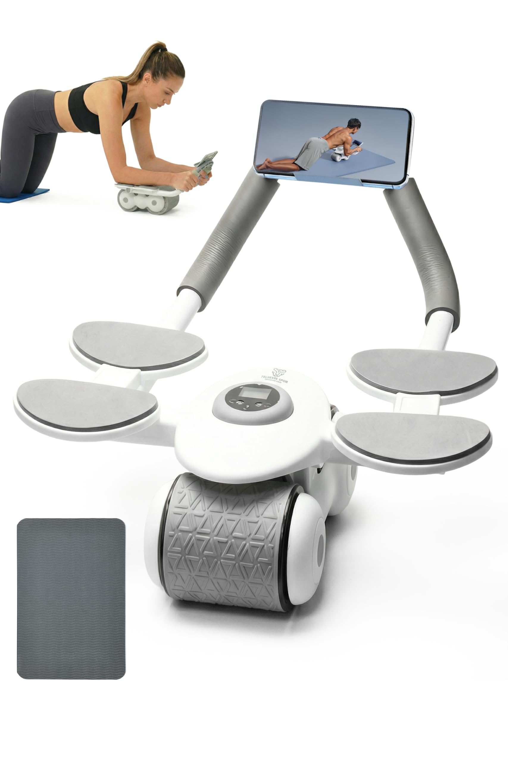 6 Bölge Karın Egzersiz Aleti Ab Roller Mekik Telefon Standlı Ev