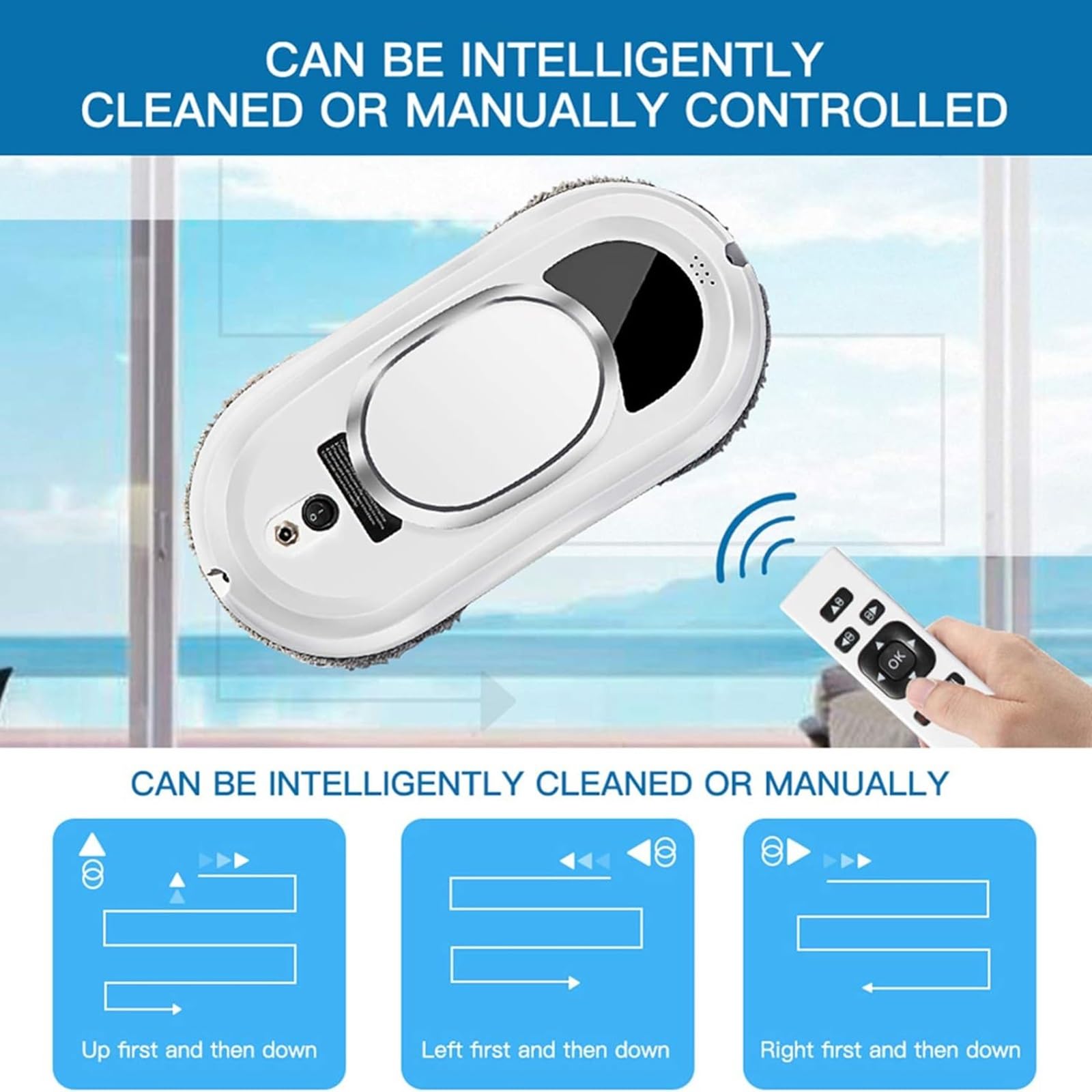 Window robotbest robot lavavetri Aspirapolvere intelligente anti-caduta e spegnimento della batteria con telecomando per finestre/porte in vetro/piastrelle
