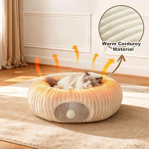 Miniatura 5 de Cama túnel para gatos con 40 juguetes para gatos, túnel de juego plegable para gatos de interior, tubo para gatos para gatitos y cachorros
