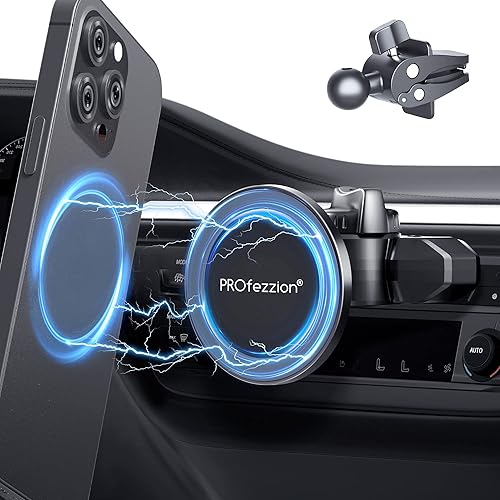 PROfezzion Combo de ranura para CD y clip de ventilación, soporte magnético para teléfono compatible con MagSafe en la ranura de CD del automóvil o