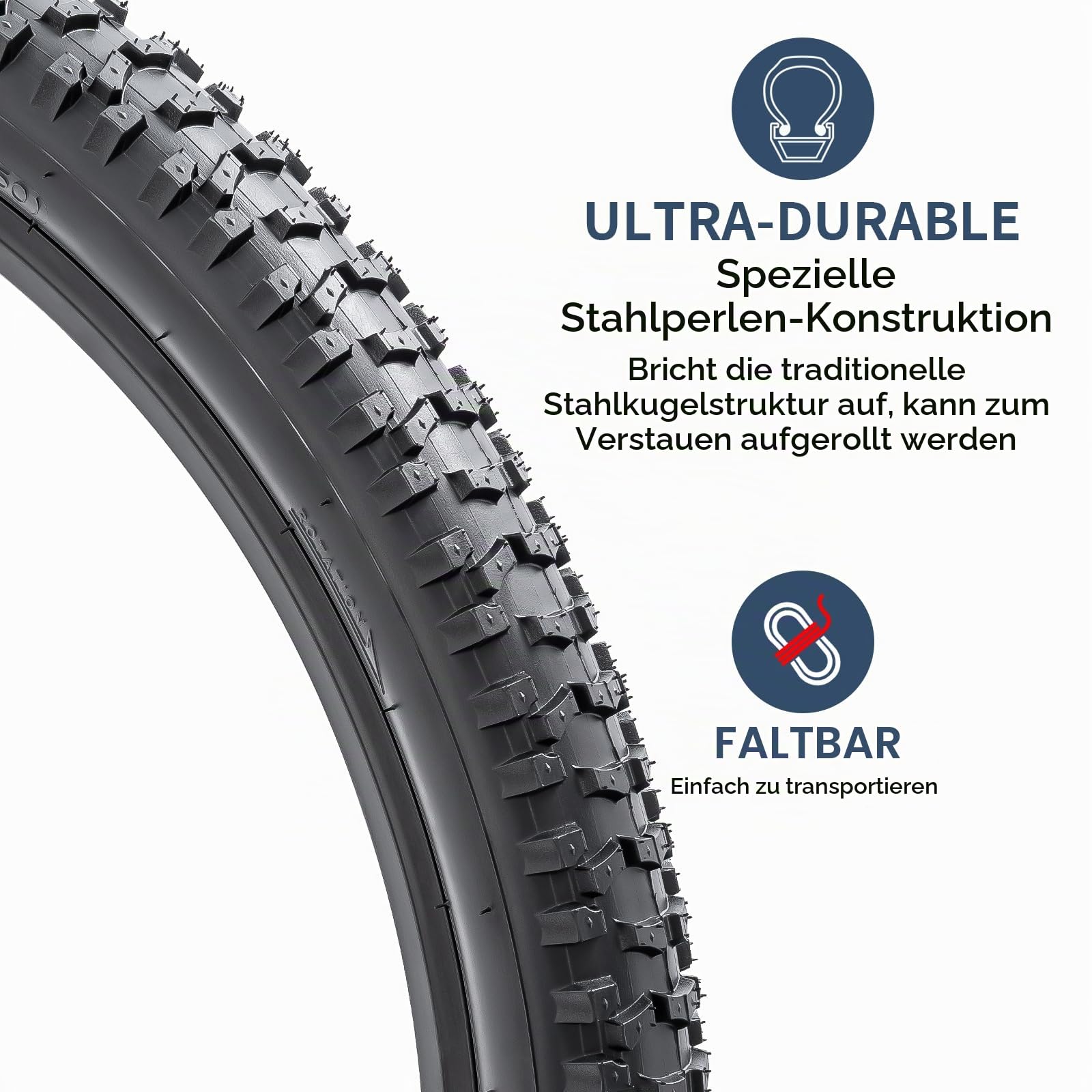 YunSCM 2Pcs Faltbare 26 Zoll Fahrradreifen 26x2.40 Mantel 58-559 kompatibel 26x2.35 26 x 2.40 Stadt/Straße/Mountainbike Reifen